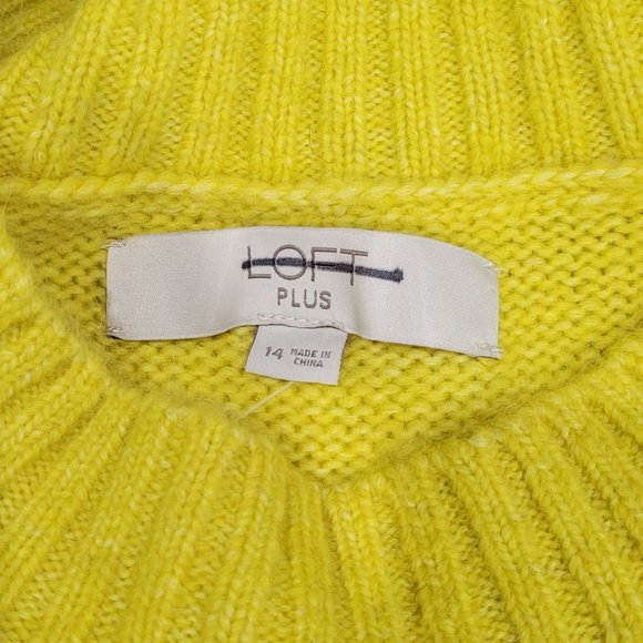 LOFT Neon Yellow (Earls Green) Sweater with Sleeve Detail NWT - Picture 3 of 4